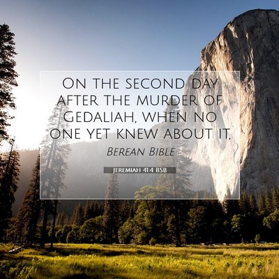 Picture 07 - Jeremiah 41:4 BSB - On the second day after the murder of Gedaliah, - Bible Verse Picture