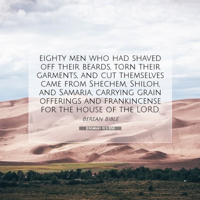 Picture 07 - Jeremiah 41:5 BSB - eighty men who had shaved off their beards, torn - Bible Verse Picture