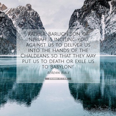 Picture 07 - Jeremiah 43:3 BSB - Rather, Baruch son of Neriah is inciting you - Bible Verse Picture
