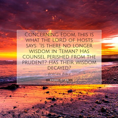Picture 07 - Jeremiah 49:7 BSB - Concerning Edom, this is what the LORD of Hosts - Bible Verse Picture