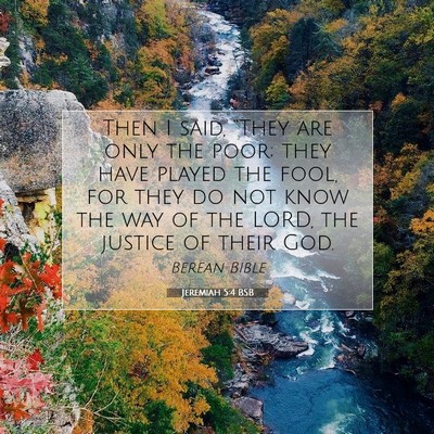 Picture 07 - Jeremiah 5:4 BSB - Then I said, “They are only the poor; they have - Bible Verse Picture