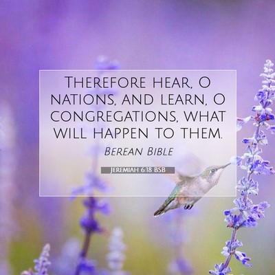Picture 07 - Jeremiah 6:18 BSB - Therefore hear, O nations, and learn, O - Bible Verse Picture
