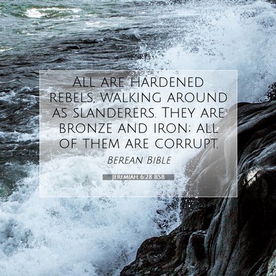 Picture 07 - Jeremiah 6:28 BSB - All are hardened rebels, walking around as - Bible Verse Picture