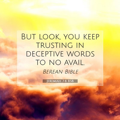 Picture 07 - Jeremiah 7:8 BSB - But look, you keep trusting in deceptive words to - Bible Verse Picture