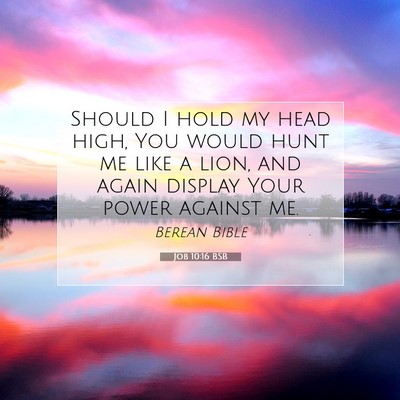 Picture 07 - Job 10:16 BSB - Should I hold my head high, You would hunt me - Bible Verse Picture