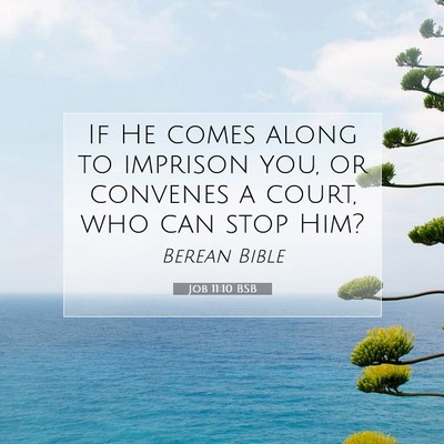 Picture 07 - Job 11:10 BSB - If He comes along to imprison you, or convenes a - Bible Verse Picture