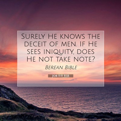 Picture 07 - Job 11:11 BSB - Surely He knows the deceit of men. If He sees - Bible Verse Picture