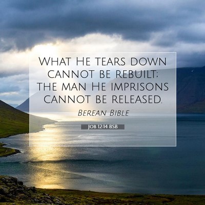 Picture 07 - Job 12:14 BSB - What He tears down cannot be rebuilt; the man He - Bible Verse Picture