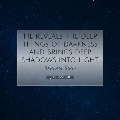 Picture 07 - Job 12:22 BSB - He reveals the deep things of darkness and brings - Bible Verse Picture