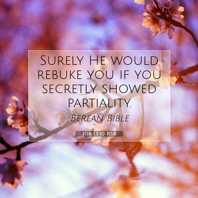 Picture 07 - Job 13:10 BSB - Surely He would rebuke you if you secretly showed - Bible Verse Picture