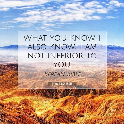 Picture 07 - Job 13:2 BSB - What you know, I also know; I am not inferior to - Bible Verse Picture
