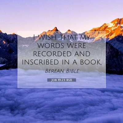 Picture 07 - Job 19:23 BSB - I wish that my words were recorded and inscribed - Bible Verse Picture