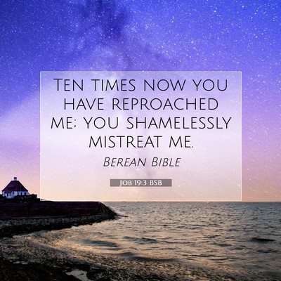 Picture 07 - Job 19:3 BSB - Ten times now you have reproached me; you - Bible Verse Picture
