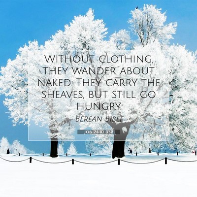 Picture 07 - Job 24:10 BSB - Without clothing, they wander about naked. They - Bible Verse Picture
