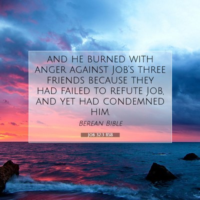 Picture 07 - Job 32:3 BSB - and he burned with anger against Job’s three - Bible Verse Picture