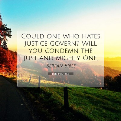 Picture 07 - Job 34:17 BSB - Could one who hates justice govern? Will you - Bible Verse Picture