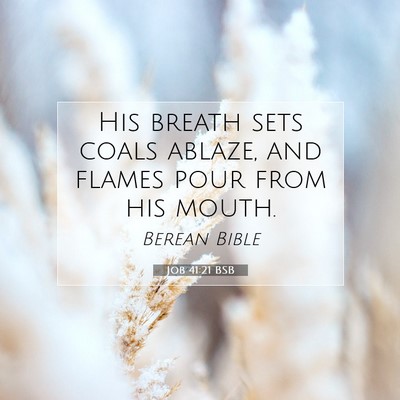 Picture 07 - Job 41:21 BSB - His breath sets coals ablaze, and flames pour - Bible Verse Picture