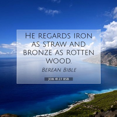 Picture 07 - Job 41:27 BSB - He regards iron as straw and bronze as rotten - Bible Verse Picture