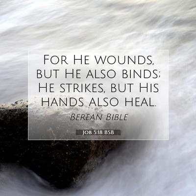 Picture 07 - Job 5:18 BSB - For He wounds, but He also binds; He strikes, but - Bible Verse Picture