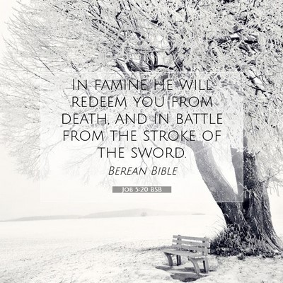 Picture 07 - Job 5:20 BSB - In famine He will redeem you from death, and in - Bible Verse Picture
