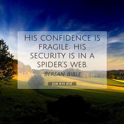 Picture 07 - Job 8:14 BSB - His confidence is fragile; his security is in a - Bible Verse Picture