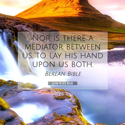 Picture 07 - Job 9:33 BSB - Nor is there a mediator between us, to lay his - Bible Verse Picture