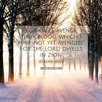 Picture 07 - Joel 3:21 BSB - For I will avenge their blood, which I have not - Bible Verse Picture