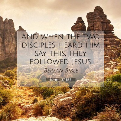 Picture 07 - John 1:37 BSB - And when the two disciples heard him say this, - Bible Verse Picture