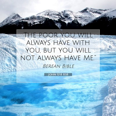 Picture 07 - John 12:8 BSB - The poor you will always have with you, but you - Bible Verse Picture
