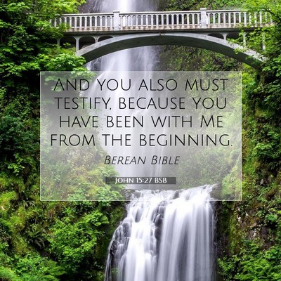 Picture 07 - John 15:27 BSB - And you also must testify, because you have been - Bible Verse Picture