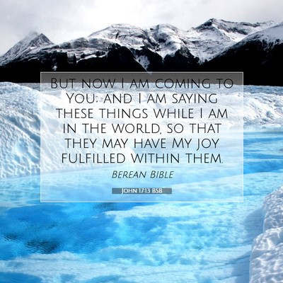 Picture 07 - John 17:13 BSB - But now I am coming to You; and I am saying these - Bible Verse Picture