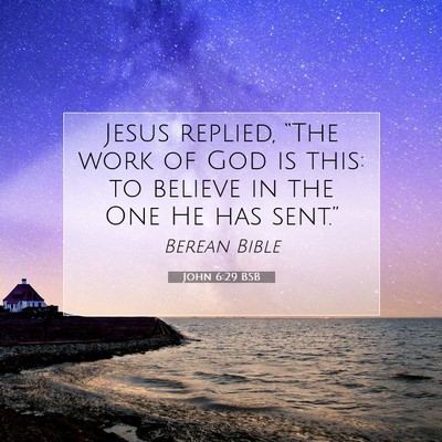 Picture 07 - John 6:29 BSB - Jesus replied, “The work of God is this: to - Bible Verse Picture