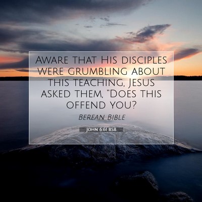 Picture 07 - John 6:61 BSB - Aware that His disciples were grumbling about - Bible Verse Picture