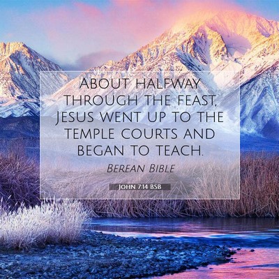 Picture 07 - John 7:14 BSB - About halfway through the feast, Jesus went up to - Bible Verse Picture