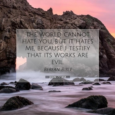 Picture 07 - John 7:7 BSB - The world cannot hate you, but it hates Me, - Bible Verse Picture