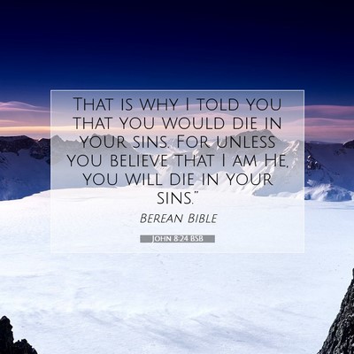 Picture 07 - John 8:24 BSB - That is why I told you that you would die in your - Bible Verse Picture