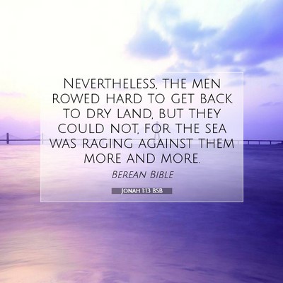 Picture 07 - Jonah 1:13 BSB - Nevertheless, the men rowed hard to get back to - Bible Verse Picture