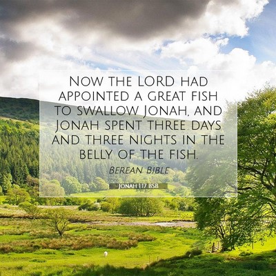 Picture 07 - Jonah 1:17 BSB - Now the LORD had appointed a great fish to - Bible Verse Picture
