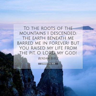 Picture 07 - Jonah 2:6 BSB - To the roots of the mountains I descended; the - Bible Verse Picture