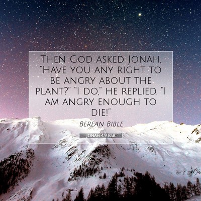 Picture 07 - Jonah 4:9 BSB - Then God asked Jonah, “Have you any right to be - Bible Verse Picture