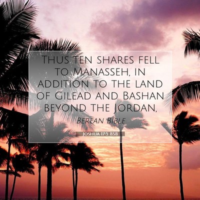 Picture 07 - Joshua 17:5 BSB - Thus ten shares fell to Manasseh, in addition to - Bible Verse Picture