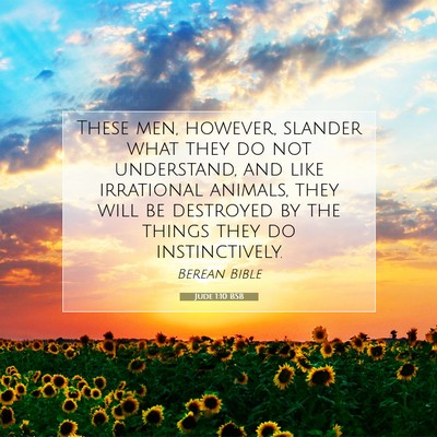 Picture 07 - Jude 1:10 BSB - These men, however, slander what they do not - Bible Verse Picture