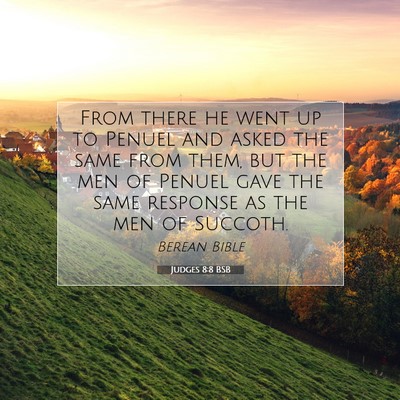 Picture 07 - Judges 8:8 BSB - From there he went up to Penuel and asked the - Bible Verse Picture