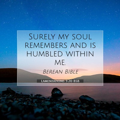 Picture 07 - Lamentations 3:20 BSB - Surely my soul remembers and is humbled within - Bible Verse Picture