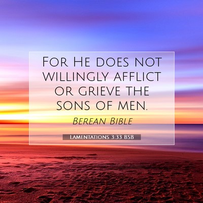 Picture 07 - Lamentations 3:33 BSB - For He does not willingly afflict or grieve the - Bible Verse Picture