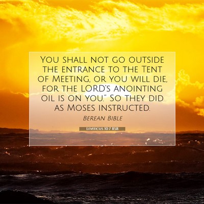 Picture 07 - Leviticus 10:7 BSB - You shall not go outside the entrance to the Tent - Bible Verse Picture