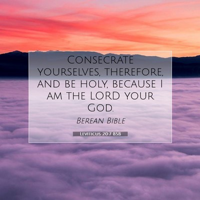 Picture 07 - Leviticus 20:7 BSB - Consecrate yourselves, therefore, and be holy, - Bible Verse Picture