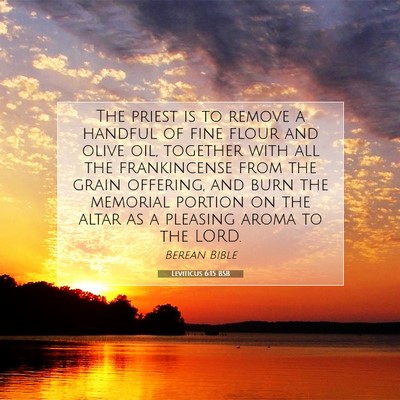 Picture 07 - Leviticus 6:15 BSB - The priest is to remove a handful of fine flour - Bible Verse Picture