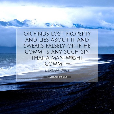 Picture 07 - Leviticus 6:3 BSB - or finds lost property and lies about it and - Bible Verse Picture
