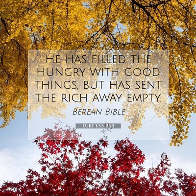 Picture 07 - Luke 1:53 BSB - He has filled the hungry with good things, but - Bible Verse Picture